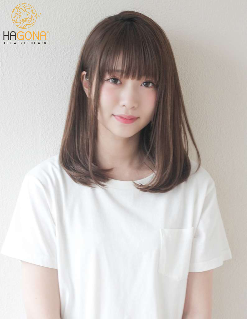 Tóc giả nữ ngắn mái thưa siêu da bằng tóc thật HAGONA