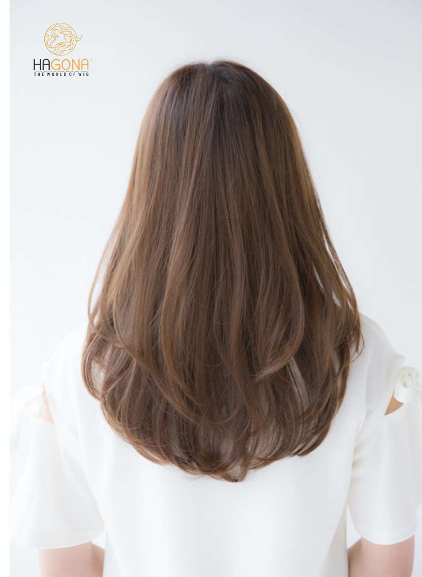 Tóc giả nữ dài có mái làm từ tóc thật có da đầu Supper