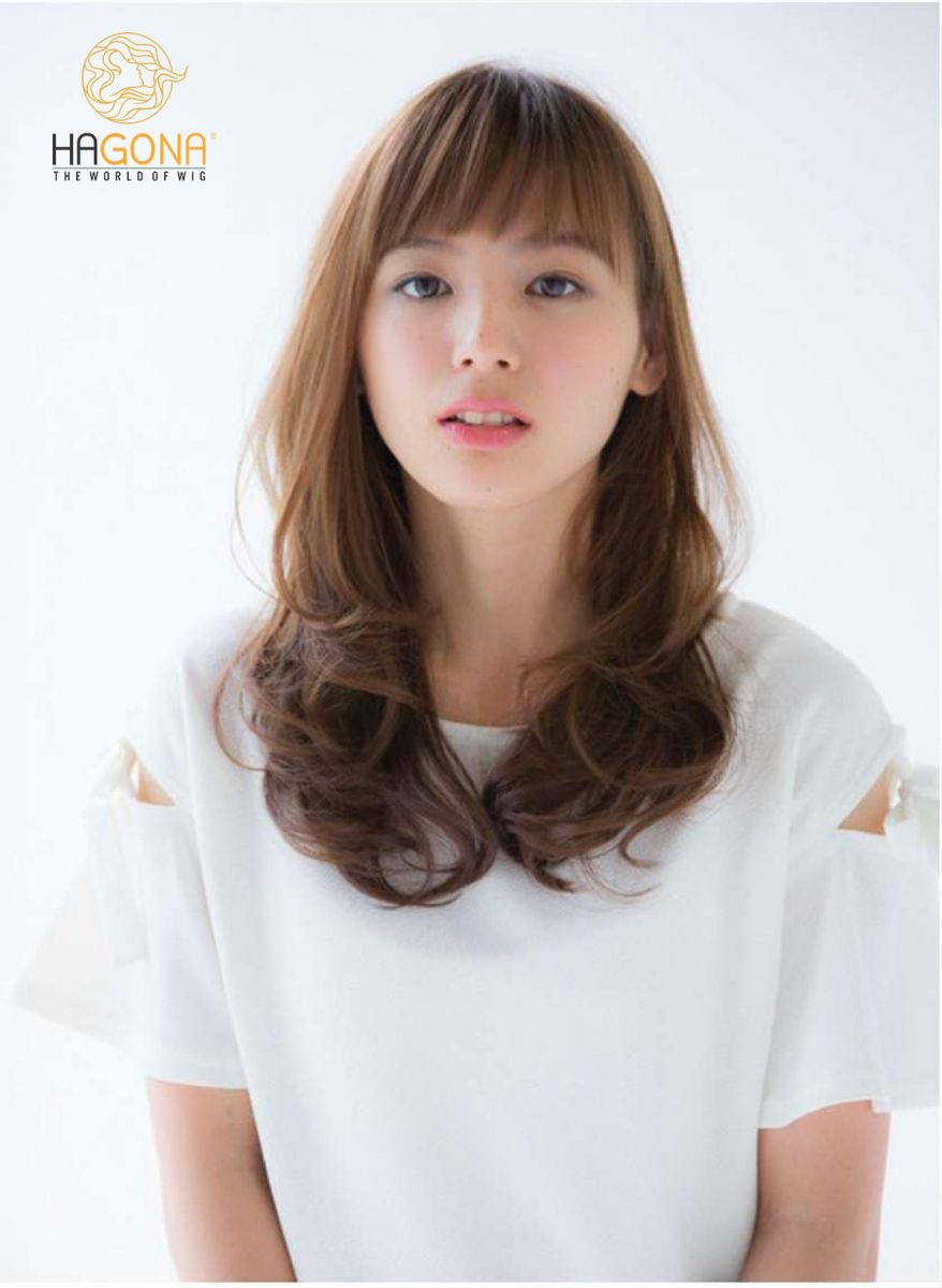 Tóc giả nữ dài có mái làm từ tóc thật có da đầu Supper