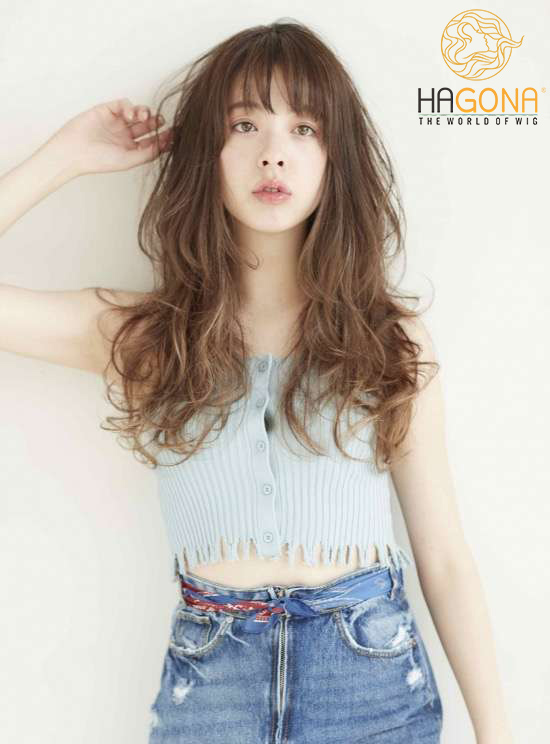 Tóc giả nữ dài xoăn gợn sóng cực đẹp