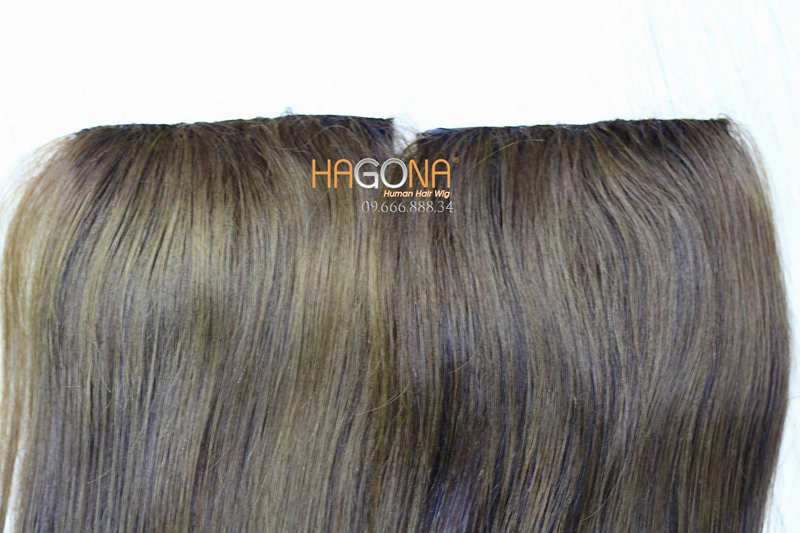 Tóc giả kẹp phím phồng tàng hình 100% tóc thật! Tóc giả Hagona