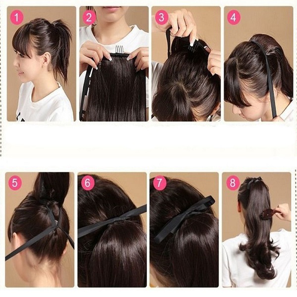 cách buộc tóc giả đuôi ngựa