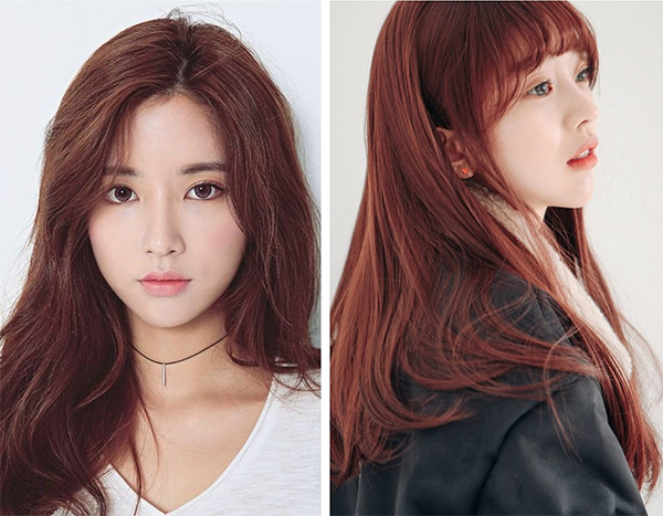 Kiểu tóc giả màu nâu hạt dẻ ánh tím dẻ 