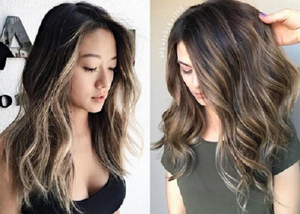 tóc màu nâu tây highlight