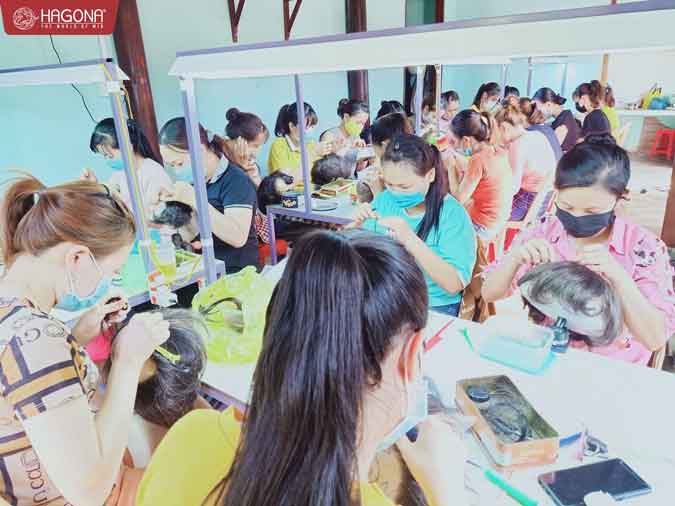 xưởng sản xuất tóc giả làm từ tóc thật