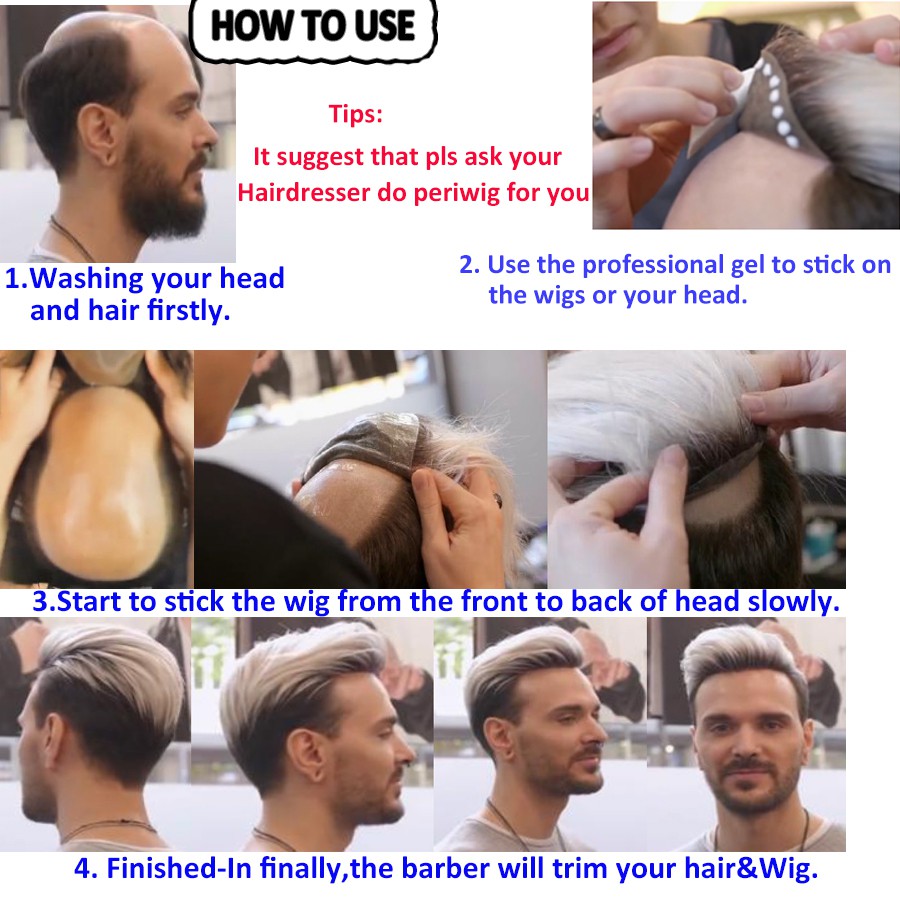 cách dán tóc giả nam