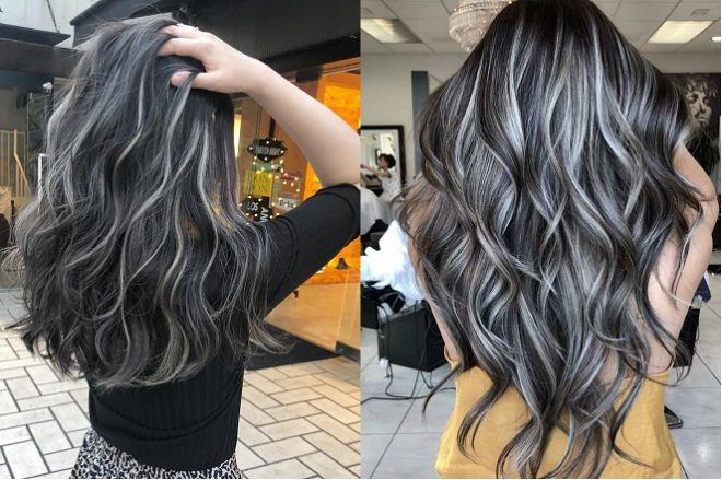 kiểu tóc nhuộm highlight bạch kim