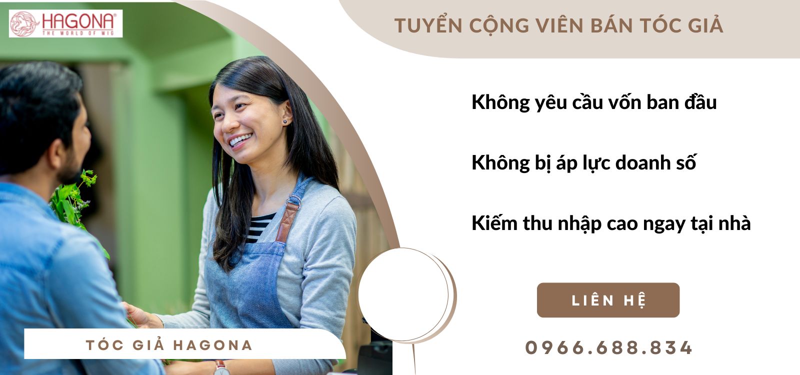 Hagona tuyển dụng cộng tác viên bán tóc giả với hoa hồng hấp dẫn