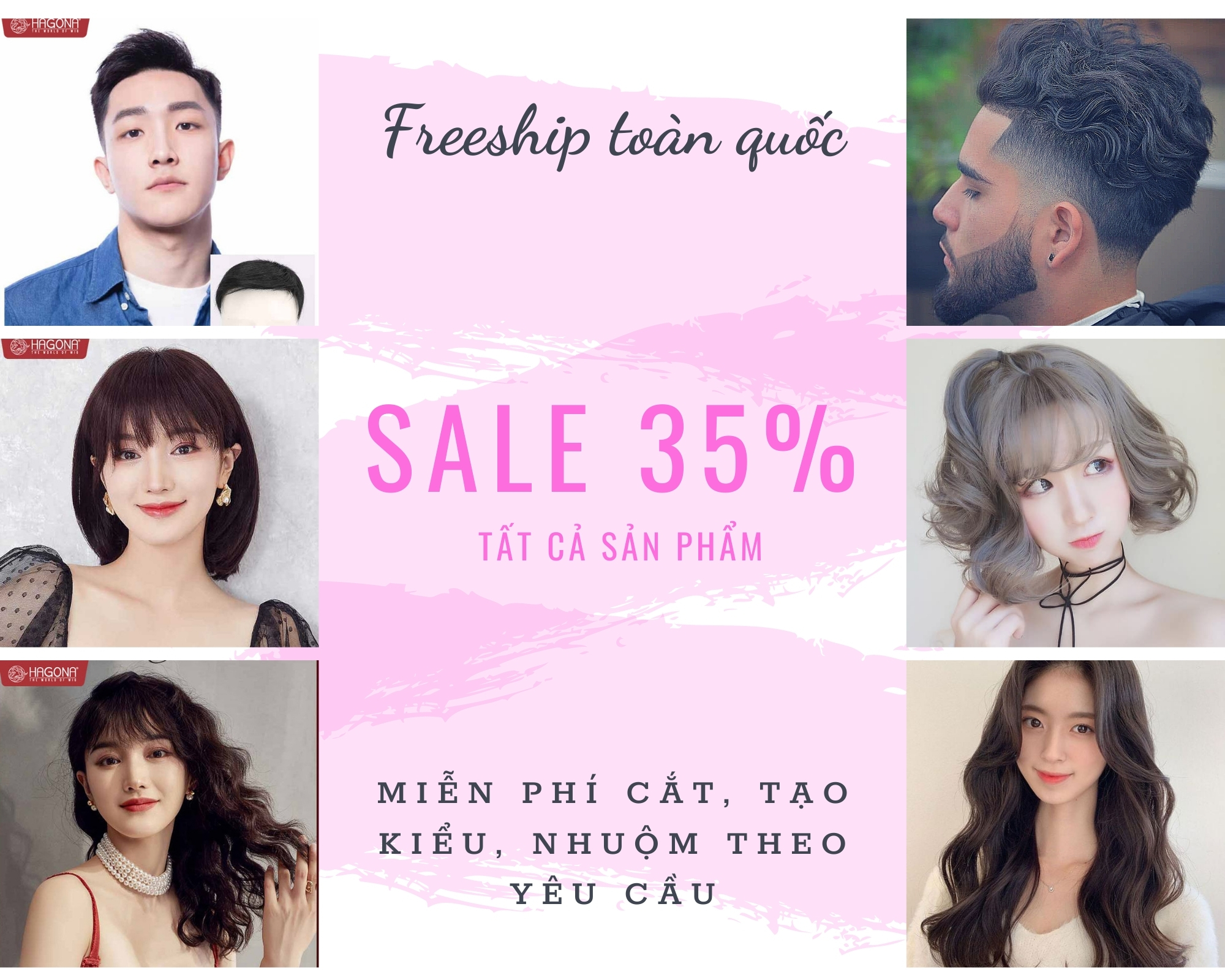 SALE OFF 35% TẤT CẢ CÁC MẪU TÓC GIẢ NAM, TÓC GIẢ NỮ TẠI HAGONA
