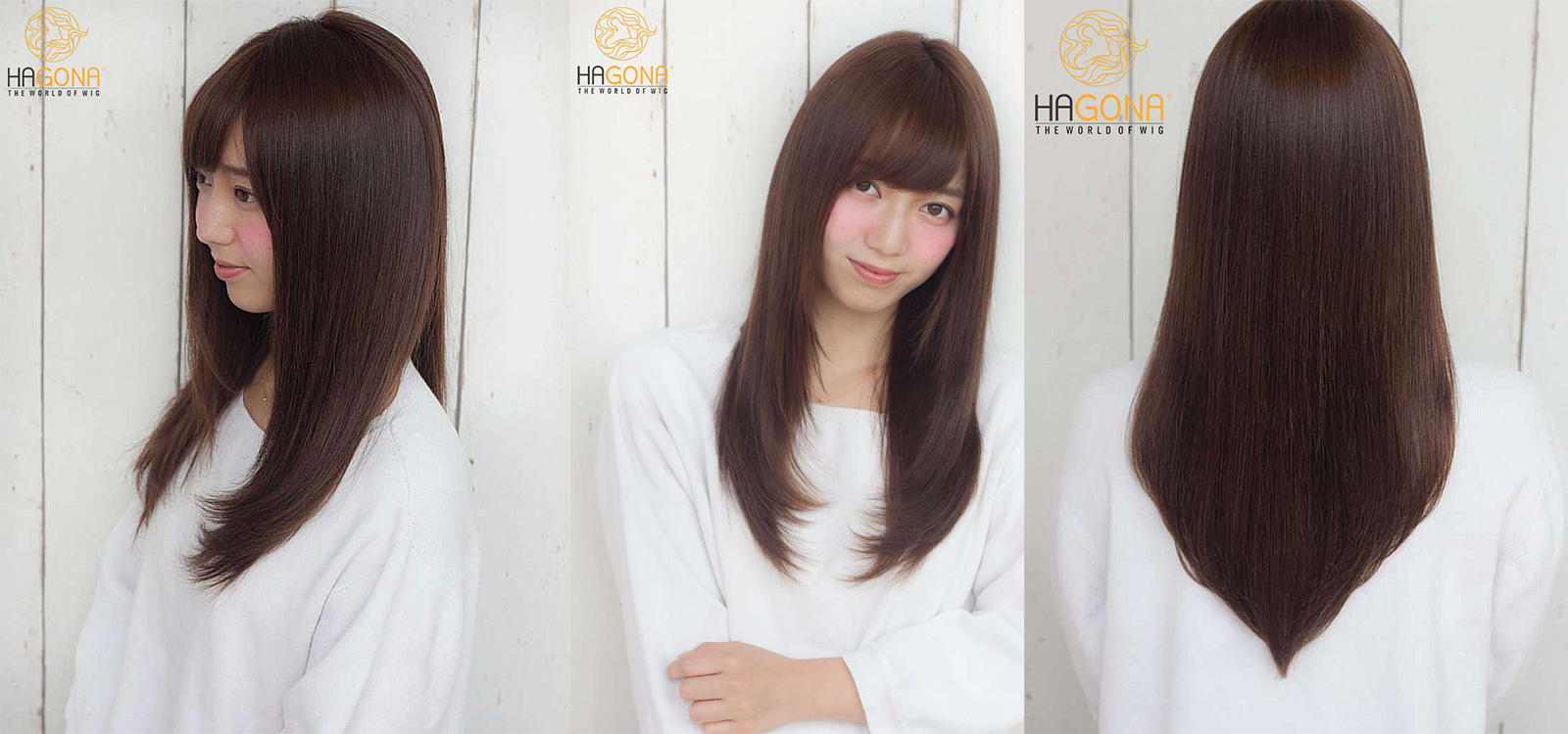 Tóc giả nữ D - V3455 nguyên đầu dài sole có mái