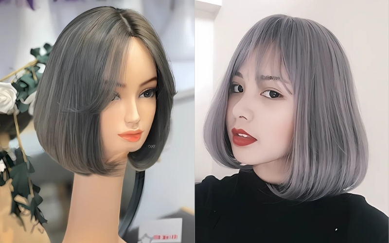 Tóc giả nữ ngắn màu xám khói: Lựa chọn các nàng thích sành điệu