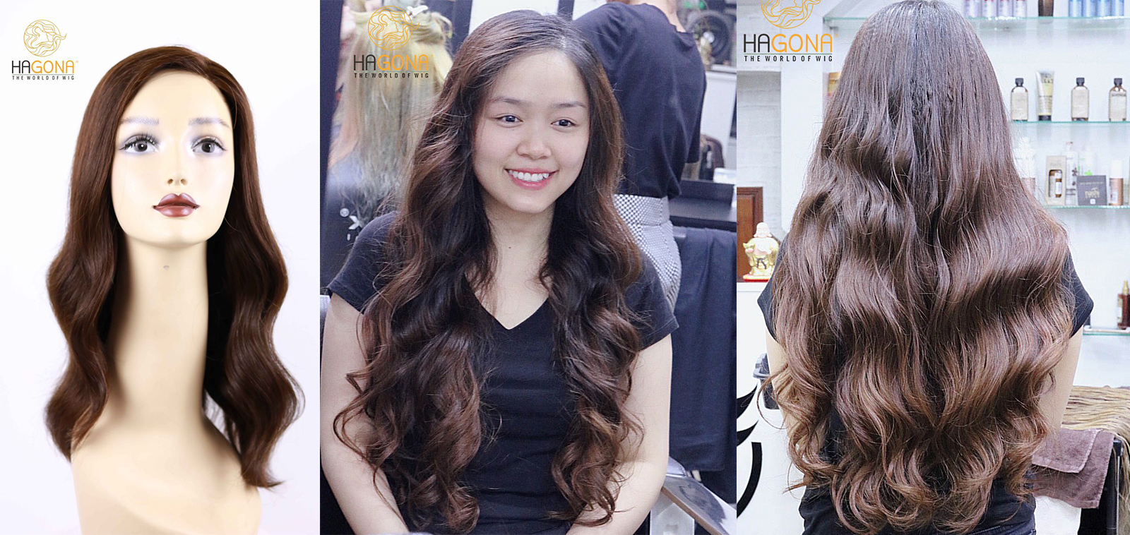 Tóc giả nữ D - V3703 nguyên đầu xoăn sóng nước cao cấp 100% tóc thật