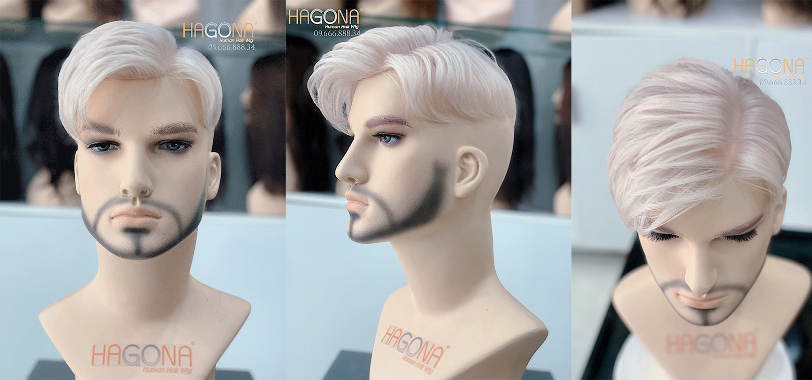 Tóc giả nam màu thời trang bằng tóc thật Hagona HGN 02