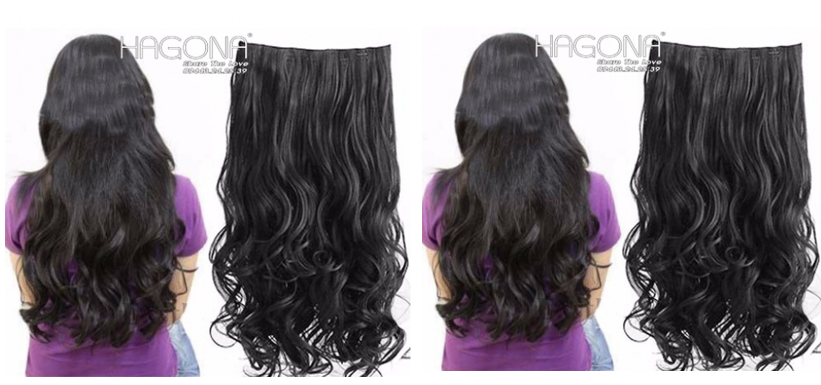 Tóc giả kẹp HGN P11 làm từ tóc thật xoăn sóng lơi