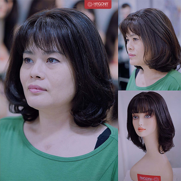 Tóc giả nữ ngắn uốn xoăn cúp